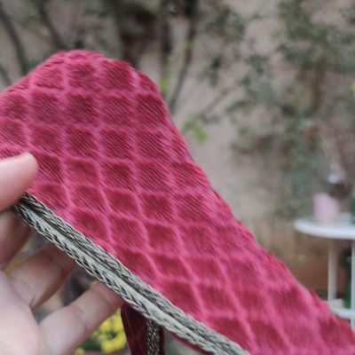 Ceinture conte de fée en velours ciselé rouge bordeaux