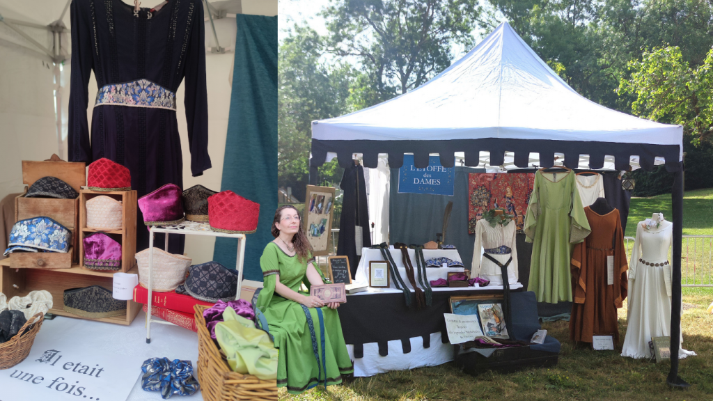 photos de stand exposant des costumes et accessoires fantasy